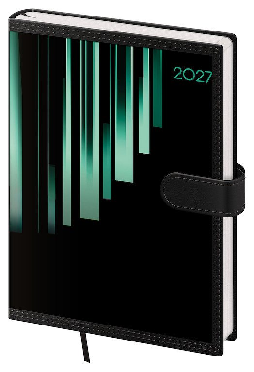 PRINT CLASSIC (matná koženka) - Denní diář A5 Tone s magnetem zelený