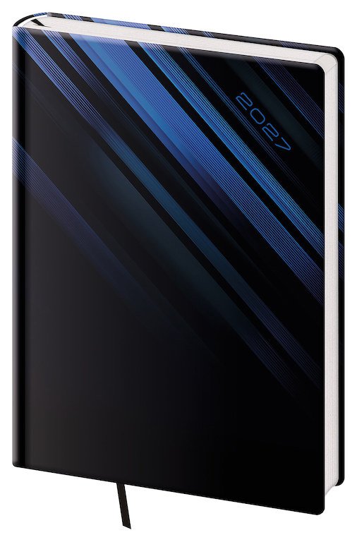 PRINT CLASSIC (matná koženka) - Denní diář A5 Vario Blue steel