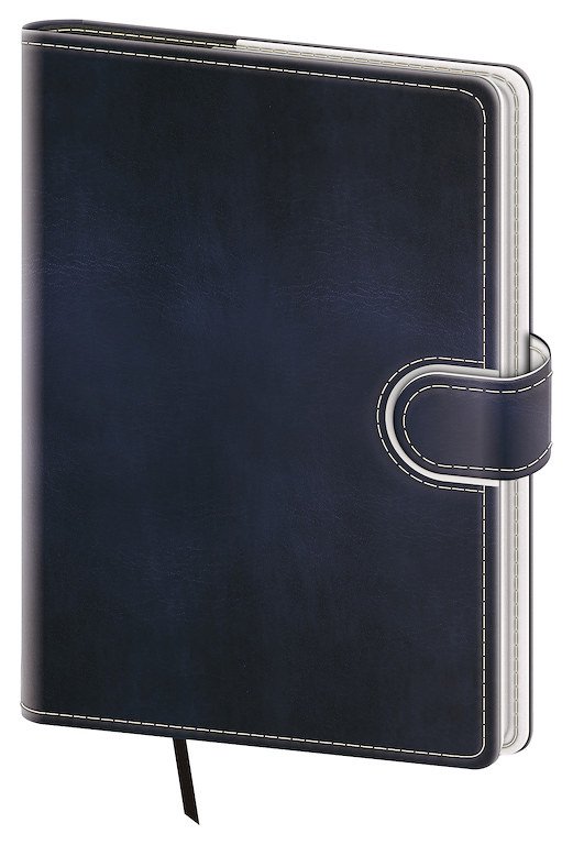 PRINT CLASSIC (matná koženka) - Denní diář A5 Flip modro/bílý