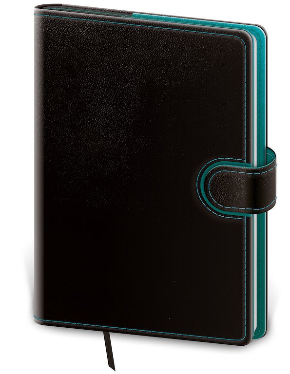 Zápisníky Black +, Double + - Linkovaný zápisník Flip L černo/petrolejový