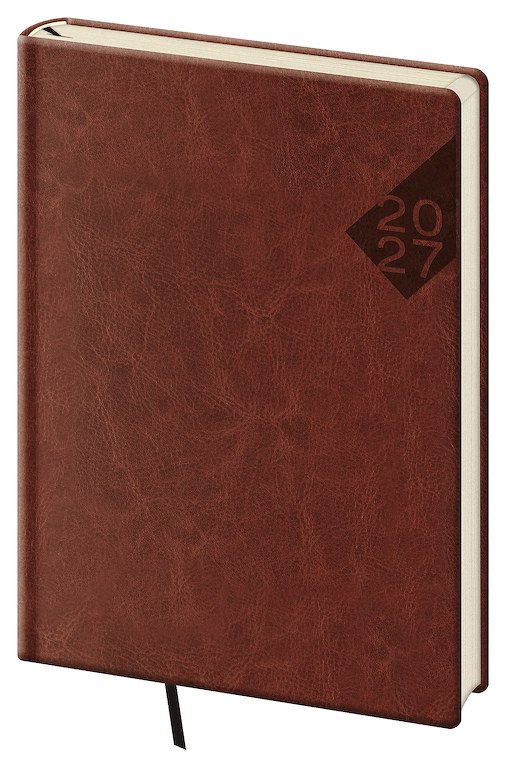PRINT CLASSIC (matná koženka) - Týdenní diář A5 Nebrasca angl. červený