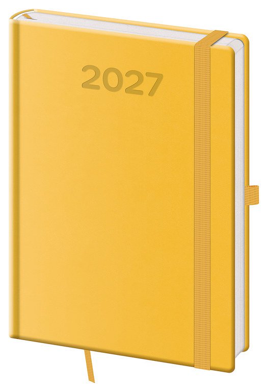 PRINT CLASSIC (matná koženka) - Denní diář A5 Print Pop žlutý