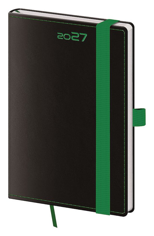 Kapesní diáře Napoli - Kapesní diář A6 Black Green s poutkem