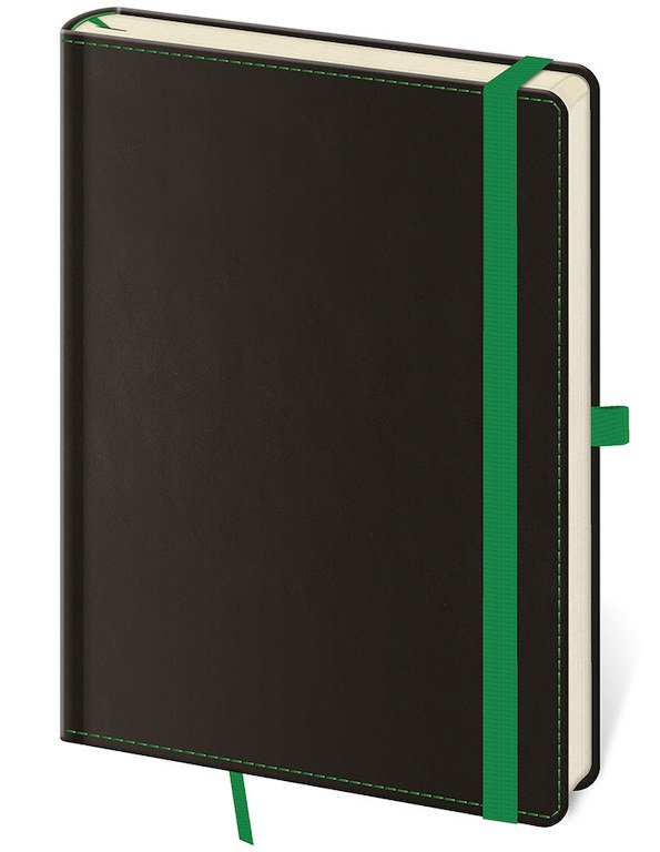Zápisníky Black +, Double + - Linkovaný zápisník Black Green L