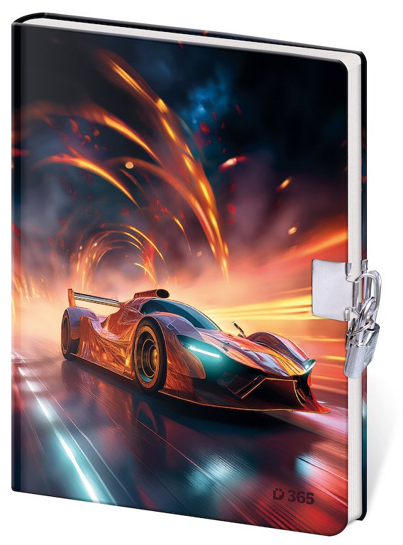 Mit Gummiband - Notizbuch für Kinder mit Hängeschloss - Sports Car