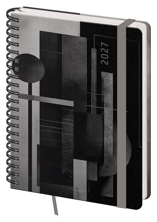 PRINT CLASSIC (matná koženka) - Týdenní diář B6 Twin Abstract
