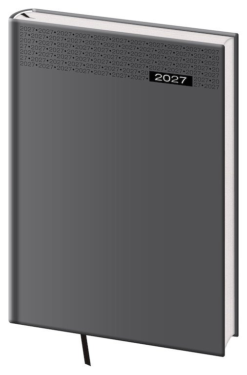 PRINT CLASSIC (matná koženka) - Denní diář A5 Gommato šedý
