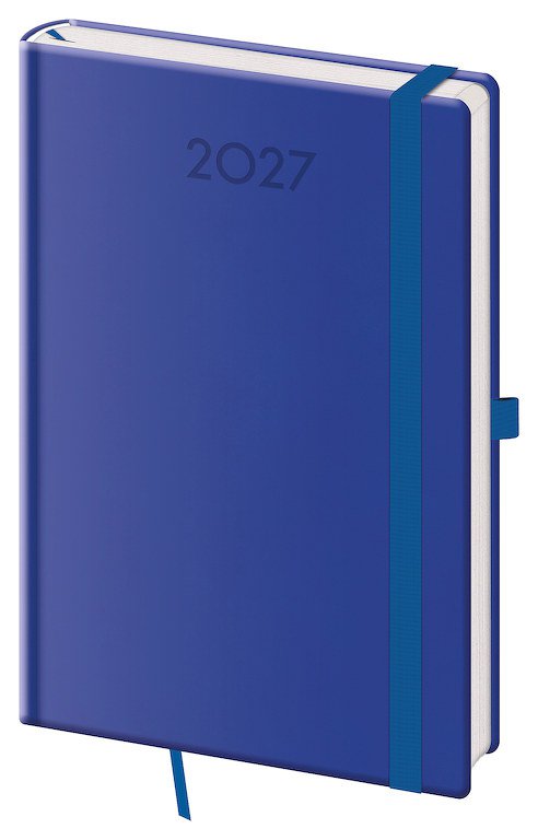 PRINT CLASSIC (matná koženka) - Týdenní diář A5 Print Plus královsky modrý