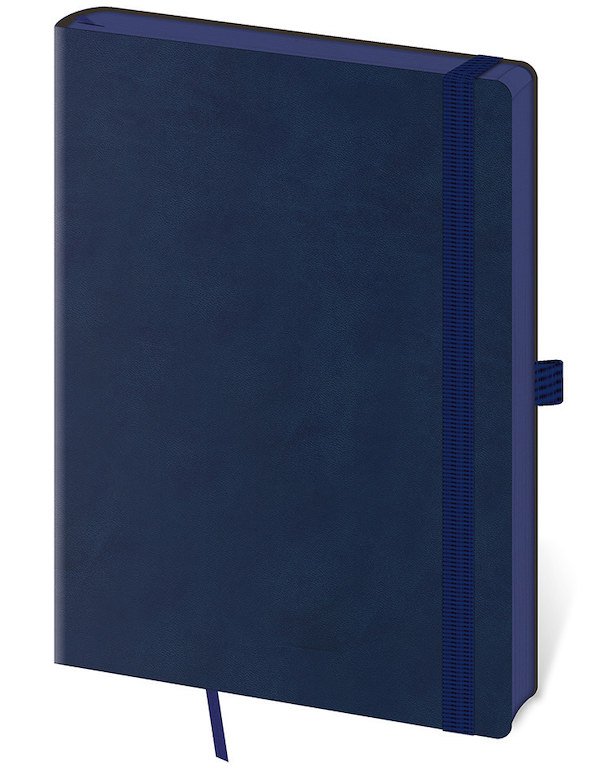 Mit Gummiband - Notizbuch Memory L liniert Dark Blue