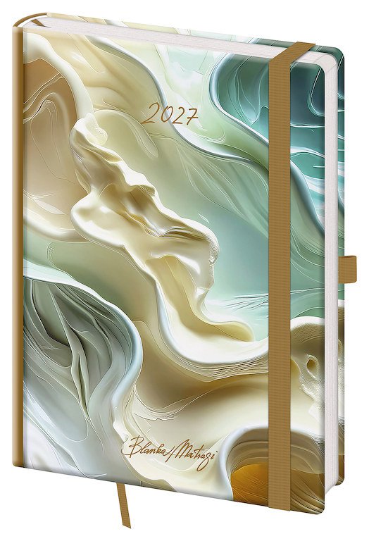 PRINT CLASSIC (matná koženka) - Týdenní diář A5 Vario Matragi Eterico s gumičkou