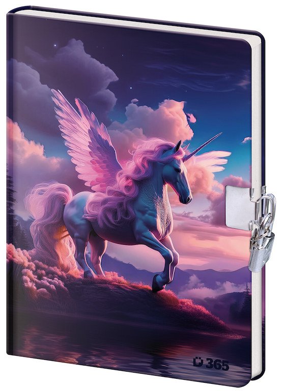 Mit Gummiband - Notizbuch für Kinder mit Hängeschloss -  Unicorn