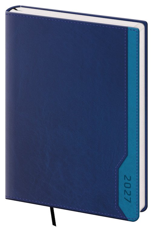 PRINT CLASSIC (matná koženka) - Denní diář A5 Forte modrý