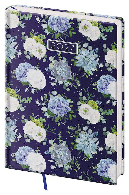 PRINT CLASSIC (matná koženka) - Denní diář A5 Vario Lyra Floral