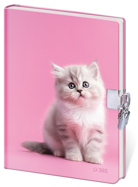 Mit Gummiband - Notizbuch für Kinder mit Hängeschloss - Lovely Kitten