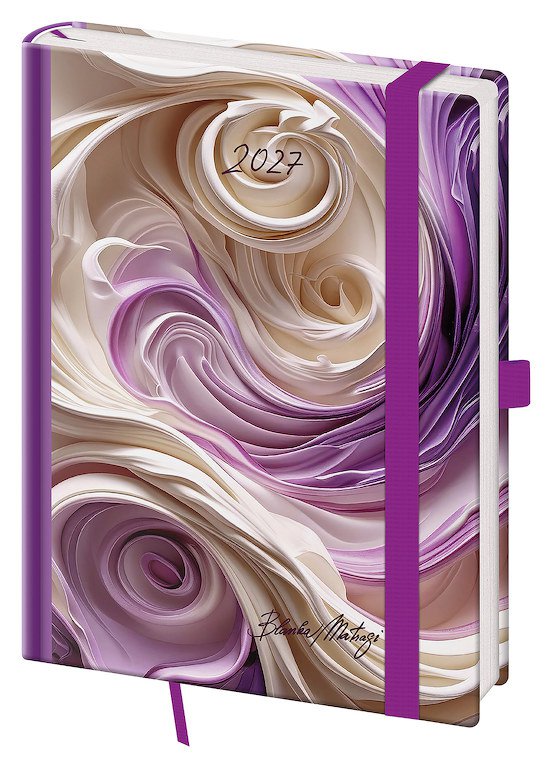 PRINT CLASSIC (matná koženka) - Týdenní diář B6 Vario Matragi Violet s gumičkou