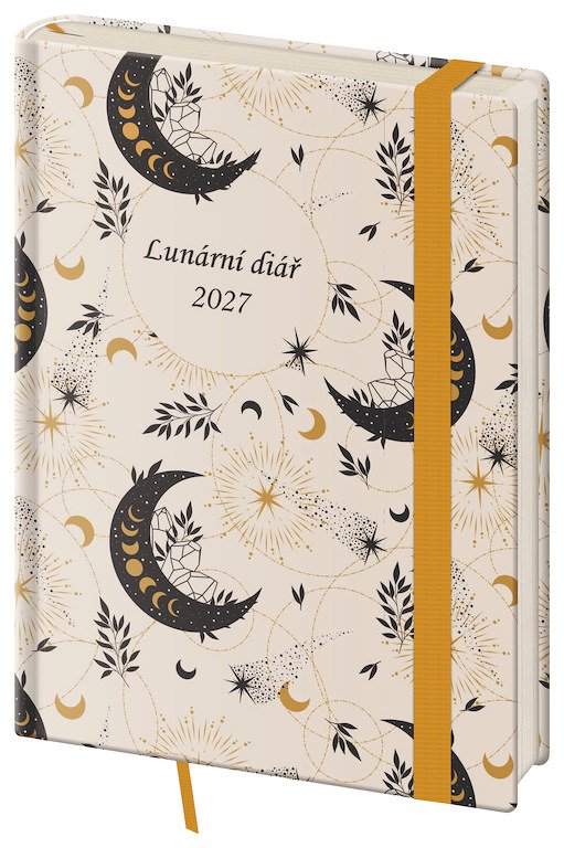 PRINT CLASSIC (matná koženka) - Týdenní diář B6 Lunární Luna s gumičkou