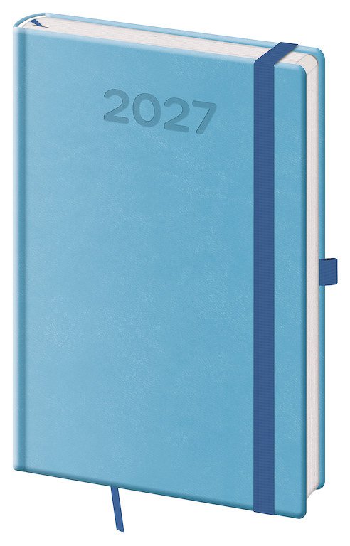 PRINT CLASSIC (matná koženka) - Týdenní diář A5 Print Pop světle modrý