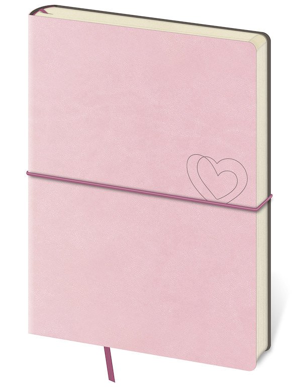 Mit Gummiband - Notizbuch Flexio L liniert Light Rose