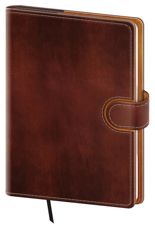 PRINT CLASSIC (matná koženka) - Týdenní diář A5 Flip hnědo/hnědý