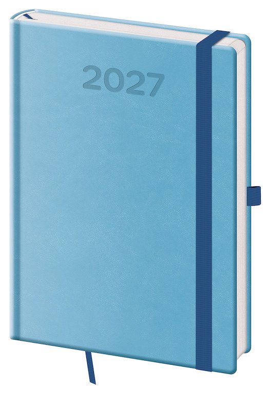 PRINT CLASSIC (matná koženka) - Denní diář A5 Print Pop světle modrý