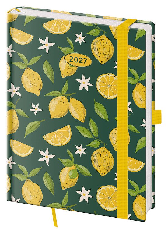PRINT CLASSIC (matná koženka) - Týdenní diář B6 Vario Lemons s gumičkou