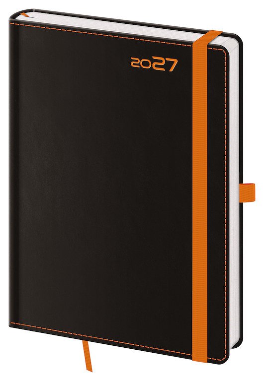 Týdenní diář A5 Black Orange s poutkem