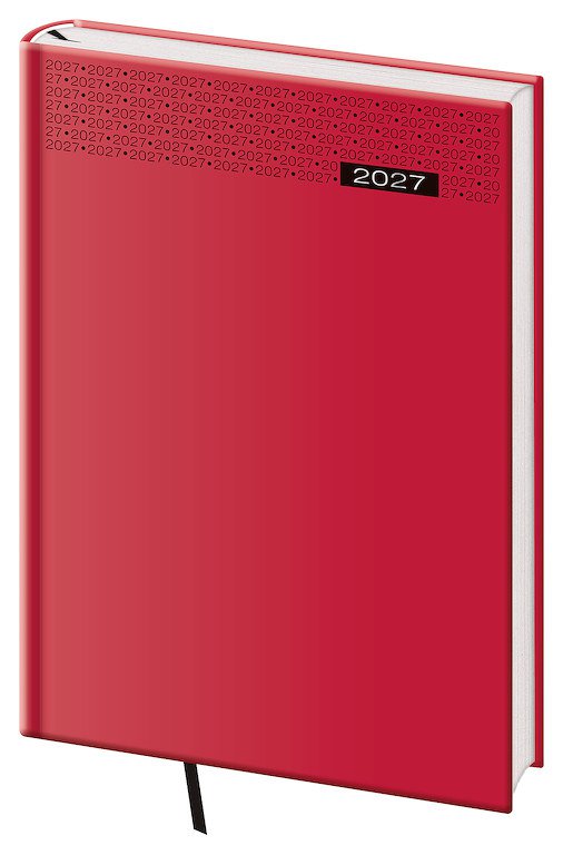 PRINT CLASSIC (matná koženka) - Denní diář A5 Gommato červený
