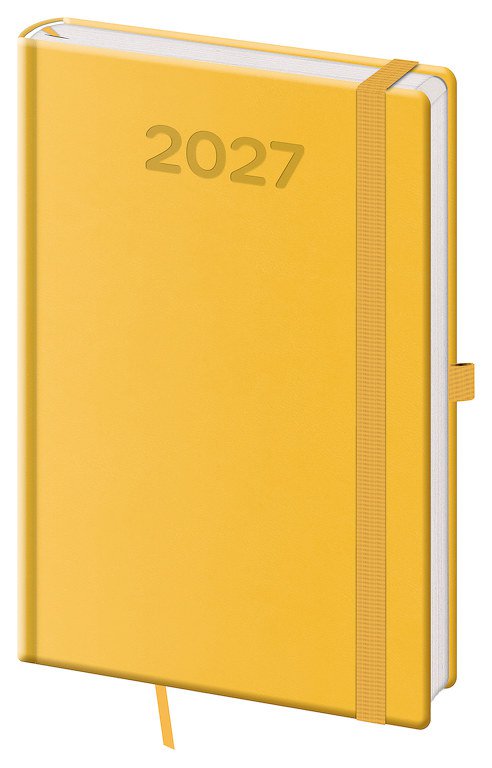 PRINT CLASSIC (matná koženka) - Týdenní diář A5 Print Pop žlutý