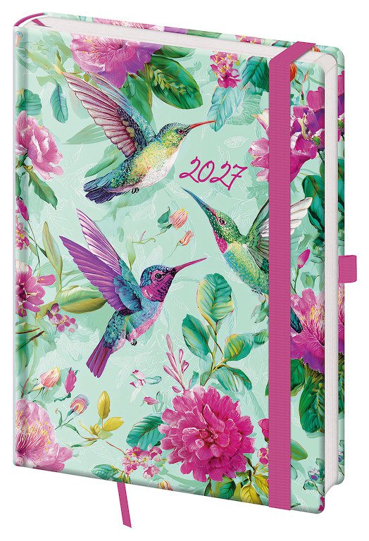 PRINT CLASSIC (matná koženka) - Denní diář A5 Vario Romance s gumičkou