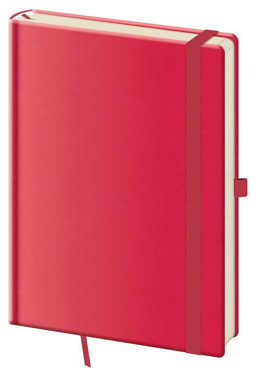 Mit Gummiband - Notizbuch Print Pop L liniert Raspberry